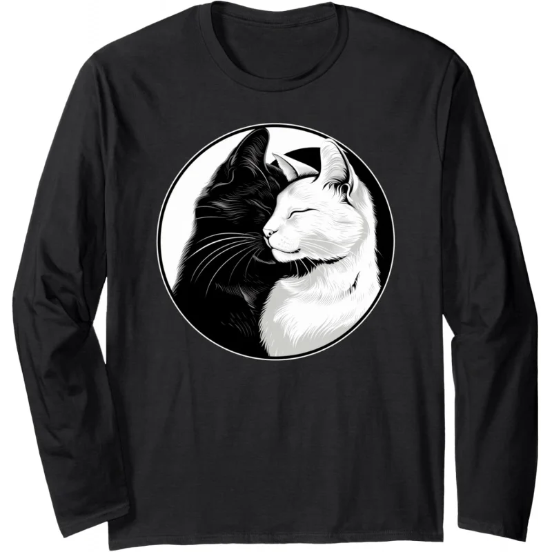 Feng Shui Yin Yang cat Taoist Zen long sleeve hoodie