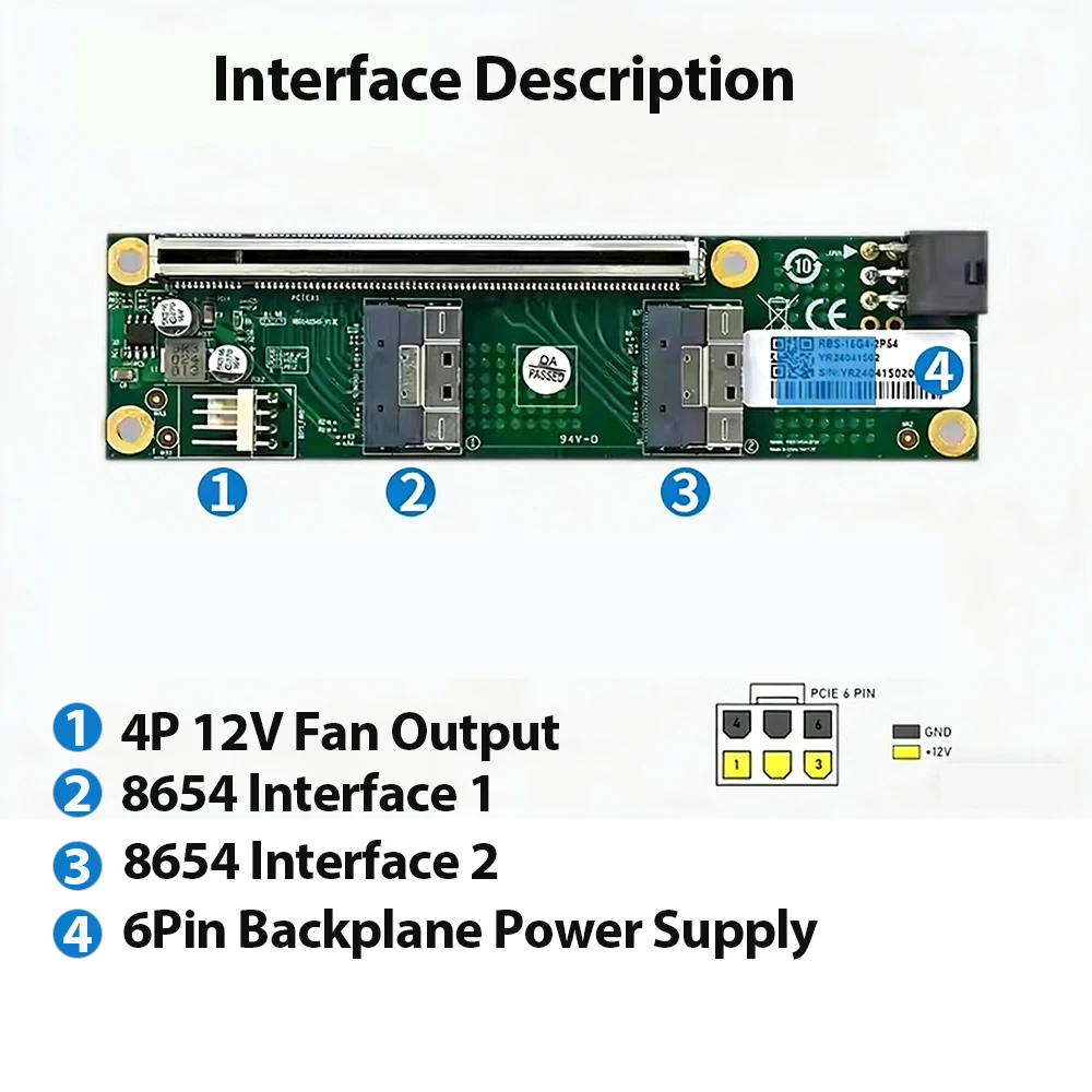 PCIe 4.0 5.0 16x إلى SlimSAS SFF8654 محول اللوحة الأم MCIO سبليت بطاقة عالية السرعة لفتحة واحدة GPU التوسع الخارجي X8/x16