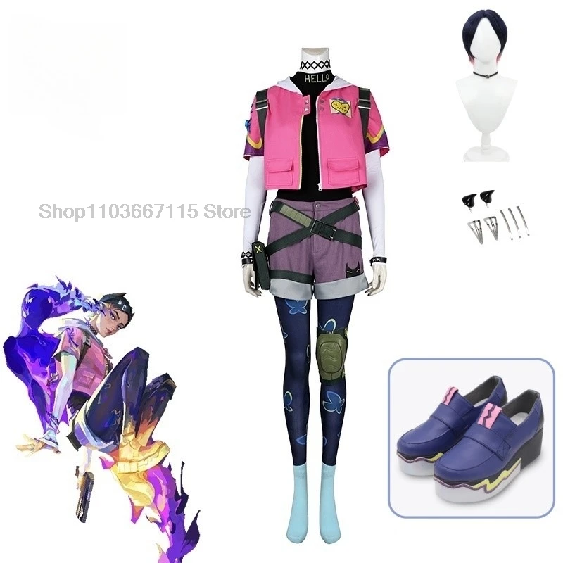 Clove Cosplay Costume Game Valorant Clove Immortal Cosplay Costume Women Combat Uniform Halloween Party Outfit Full Set