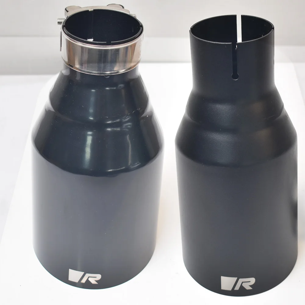 

R Универсальный автомобильный глушитель из нержавеющей стали, аксессуар, матовый черный, выхлопная труба, автомобильный наконечник выхлопной трубы