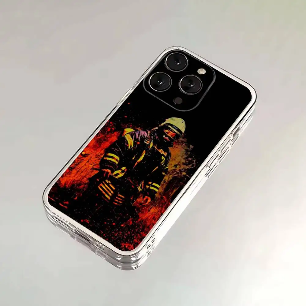 حافظة هاتف رجال الإطفاء Heroes لهاتف iPhone 16,15,14,13,12,11,17 Pro,Max,Plus,X,XS,XR,SE,غطاء ناعم شفاف صغير #4