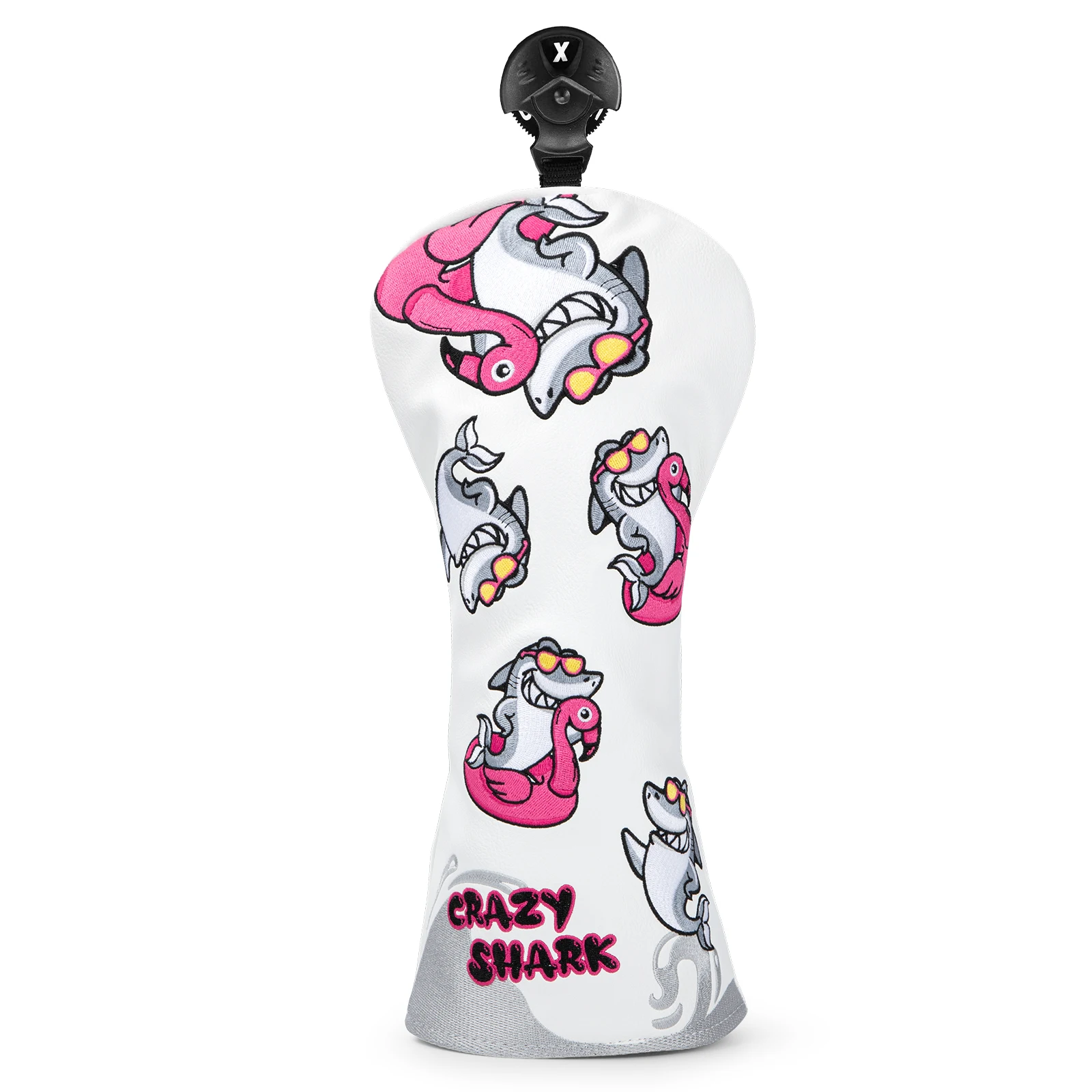 Cute Pink Dolphin Premium Leather Golf Headcovers, Golf Driver Fairway Wood Hybrid Head Cover, Embroidery with Number T, Gift