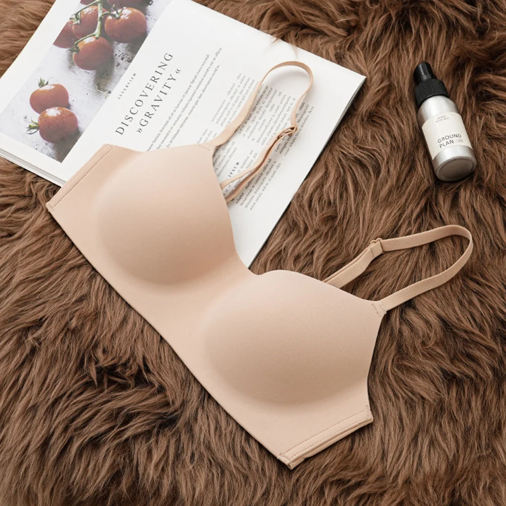 Frauen nahtlosen BH sexy kein Stahlring Push-up Bra lette Mädchen verstellbare geraffte Unterwäsche einteilige Büstenhalter U-Back dünnen BH