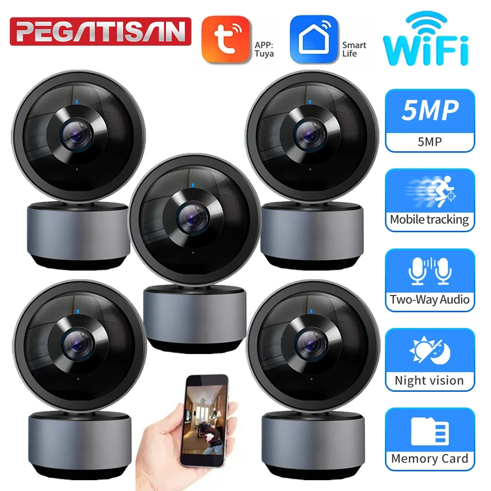 

Two Way Audio Video Cam 1-5PCS 5MP IP WiFi Camera Baby Monitor Indoor Surveillance Camera Wireless IP Cameras Auto Tracking Cam