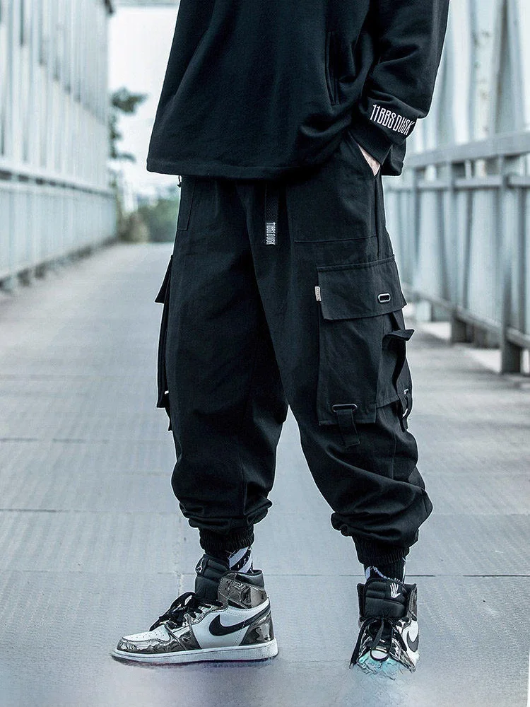 

AOGZ Men's Loose Casual Workwear Pants Street Style Spring Autumn American Hip Hop High Waist Cuffed Long Trousers