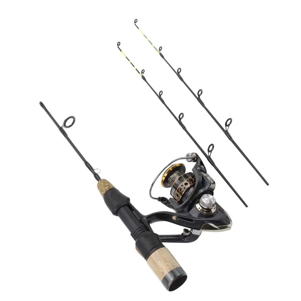 Ice Fishing Rod Reel Set 2000 Size 5.2:1 Gear Ratio 60cm Carbon Fiber for Shrimp Fishing Ice For boat For bridge Stream Use