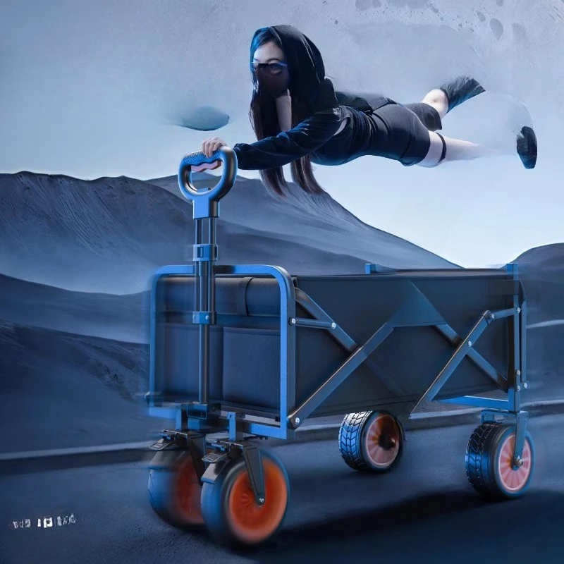 

Electric camper hand push, help outdoor camp picnic, camping folding cart