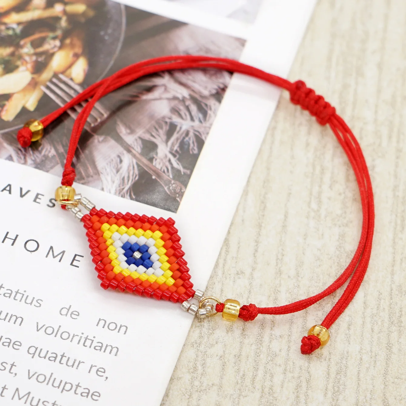 Браслет из рисовых бусин Креативность Геометрия Богемный узор Ручное плетение Цвет Женская мода Регулируемый простой браслет из бисера