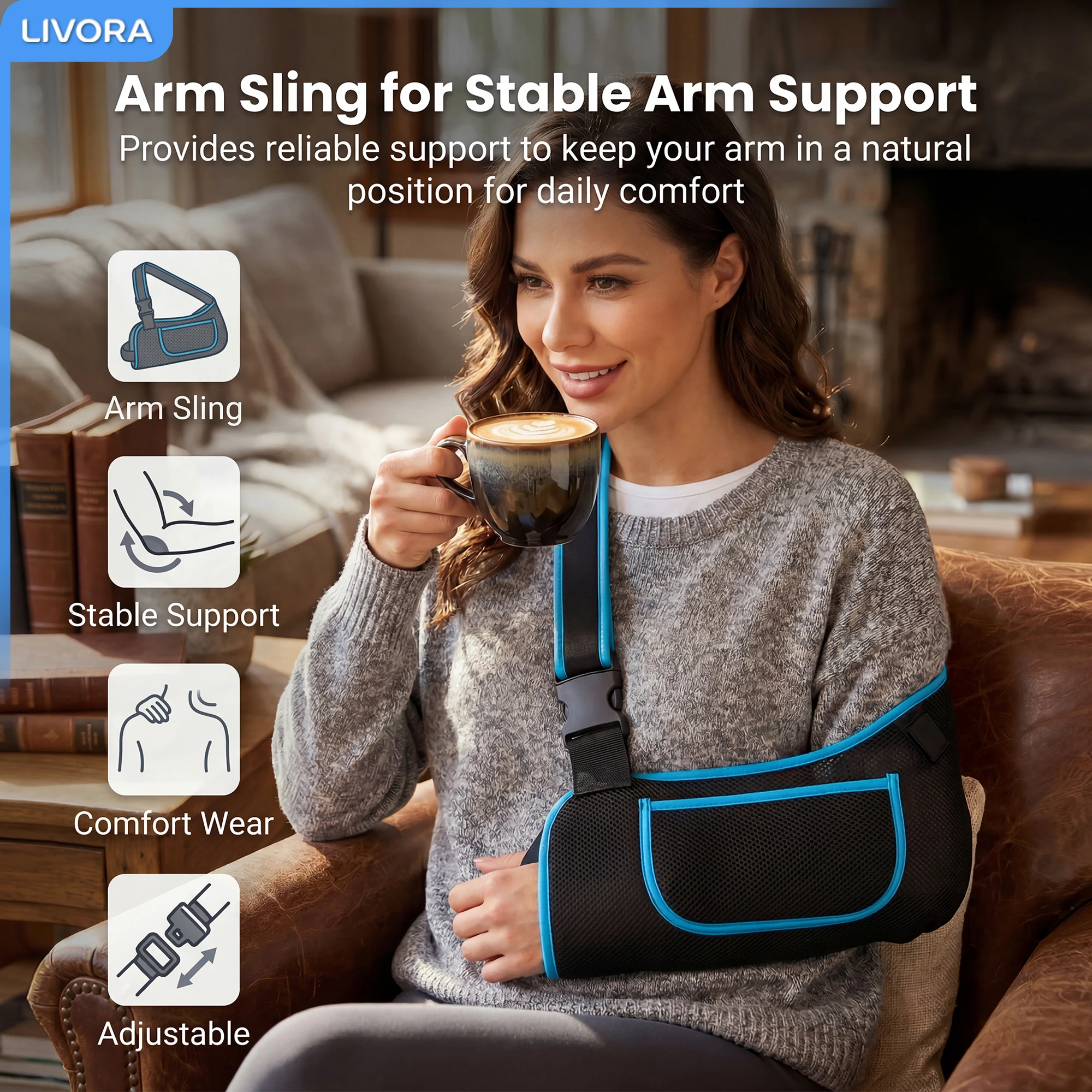 Ensemble de support de bras réglable avec housse de protection pour la douche, support d'avant-bras pour une position stable du bras, conception confortable, utilisation quotidienne à domicile