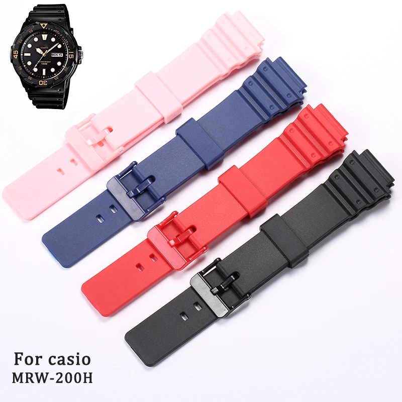 Watch Accessories For Casio MRW-200H  Watch Band Mens Women's Sports Waterproof  Replacement Resin Strap18MM Rubber Watch Chain