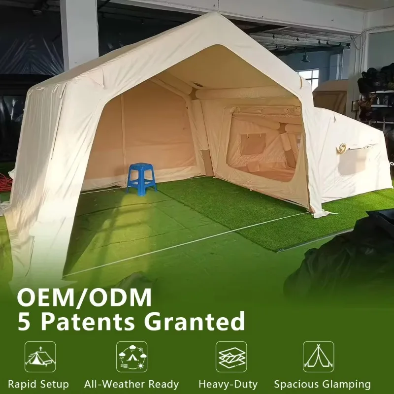 Extra Space Inflatable Tent 1 Bedroom 1 Living Room Hiking Tourist Inflatable Cabin Tent with Air Pump Accessory
