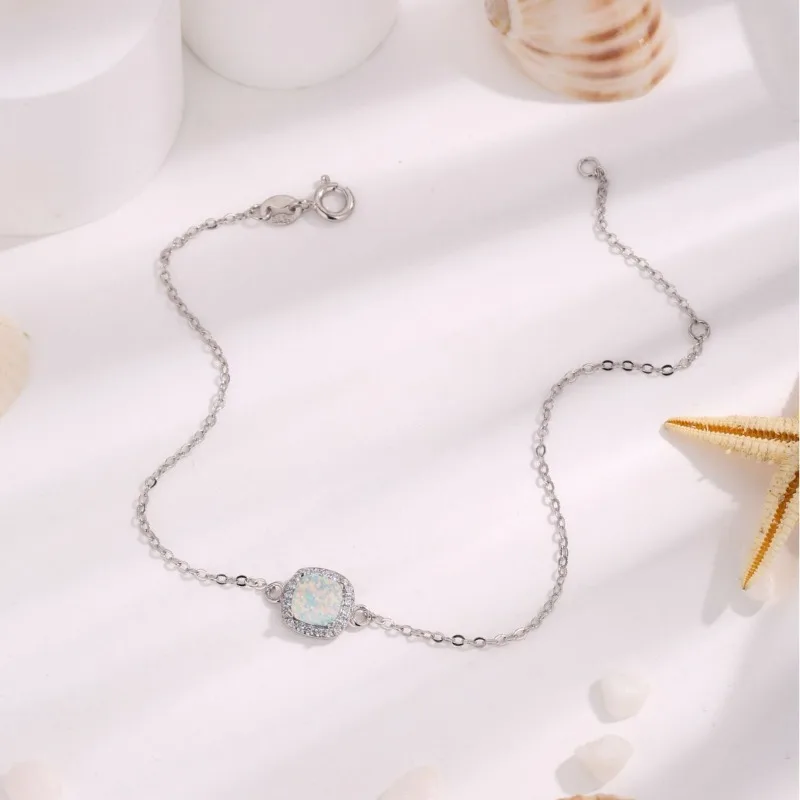 

Ins Интернет-знаменитости, популярная мода, новый браслет из серебра S925 с опалом, женский простой маленький свежий модный браслет