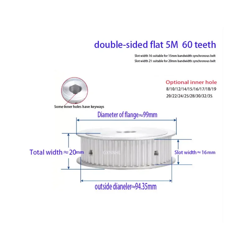 HTD5M 60T AF Type Timing Pulley Bore 8/10/12/14/15/19/20/22/25/28/30/35mm 60Teeth 5mm Pitch 16mm slot width  Synchronous Pulley