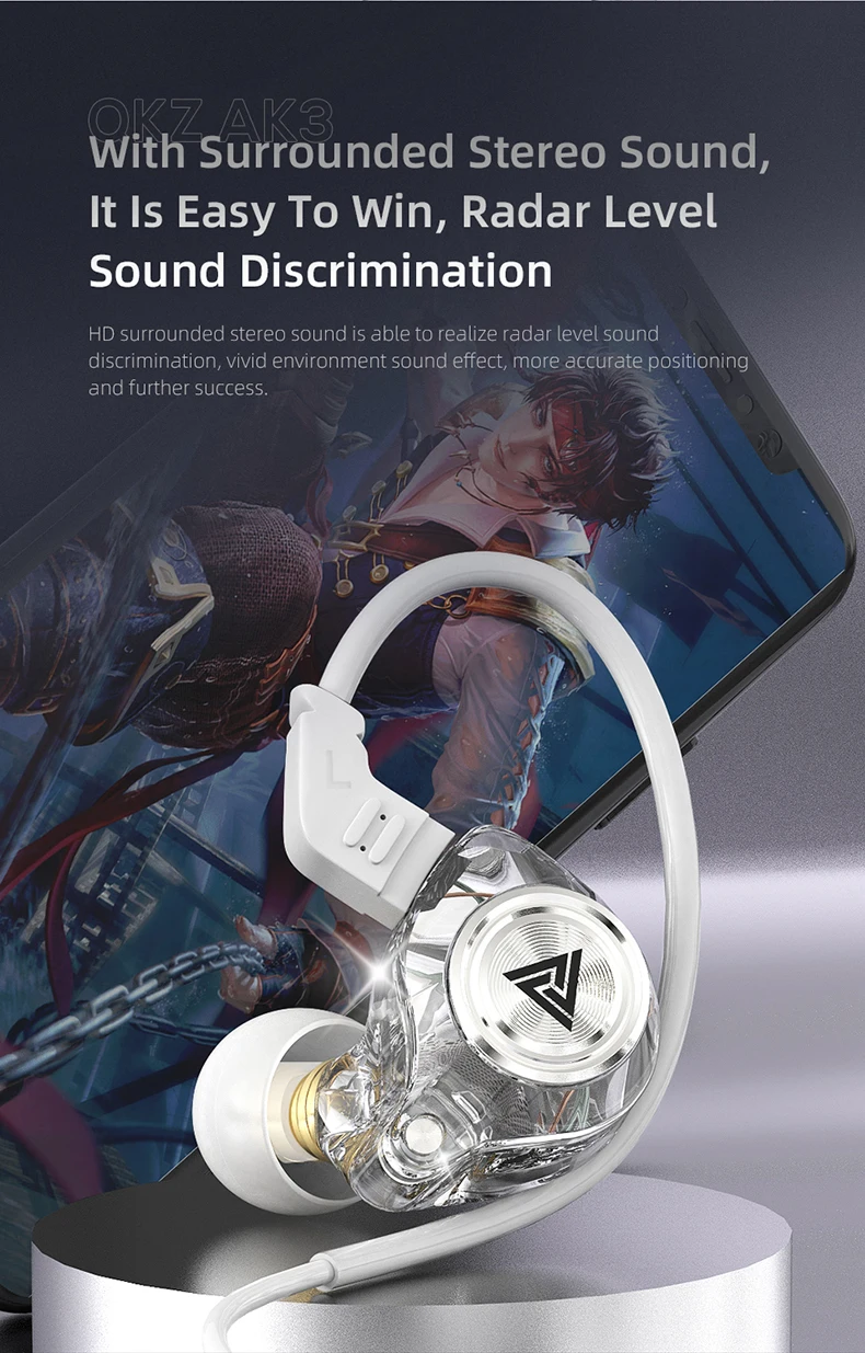 QKZ AK3 FiLe Kabelgebundener Kopfhörer mit Mikrofon, HiFi-Musikmonitor, Bass-Kopfhörer, Geräuschunterdrückendes Headset für Sport und Gaming – Detail 13