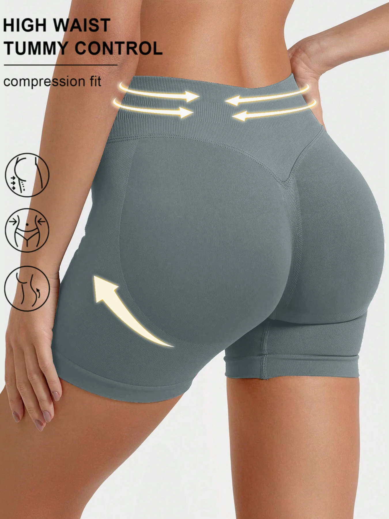 High stretch hip lifting fitness yoga shorts with peach hips and no awkward lines, Pilates medium intensity training shorts image 2