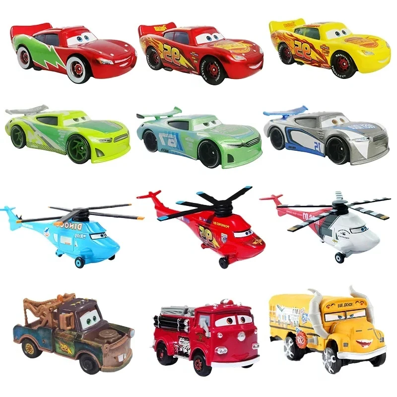 Новый автомобиль 2 Disney Pixar Lightning Mcqueen Plain Collection Mini Racing Miss Fritter Metal Frank Dinoco Racer 3, игрушка в подарок для детей