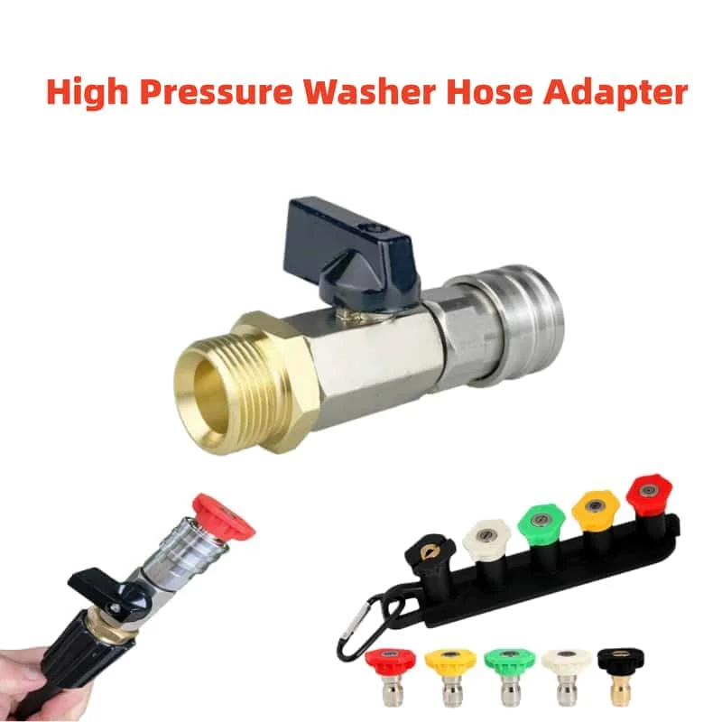 

1/4" Brass Quick Connect Nozzle Set, High Pressure Washer Hose Adapter with Adjustable Valve for Car Wash