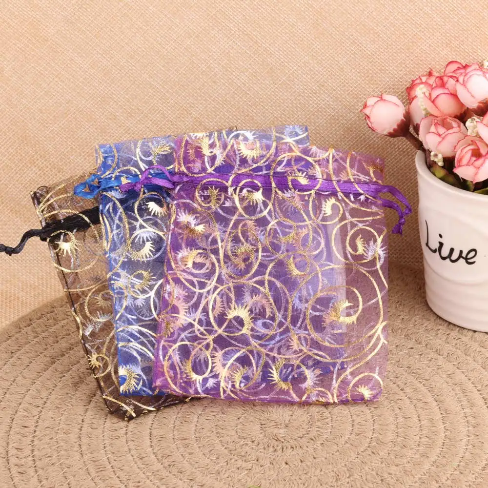 50pcs/lot 10x15cm 4x6inch Mesh Organza Drawstring Bag for Cosmetics Perfume Pouch