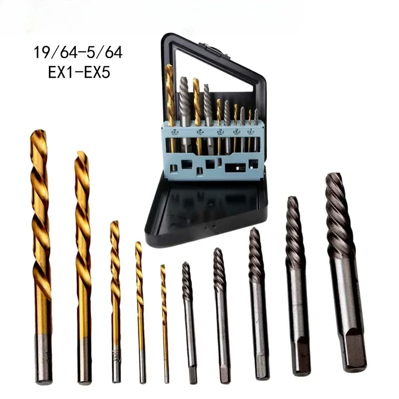 5 10pcs Screws Hardware Tools for Disassembly 5 Broken Head Screw Extractors 5 Electric Drill Bits