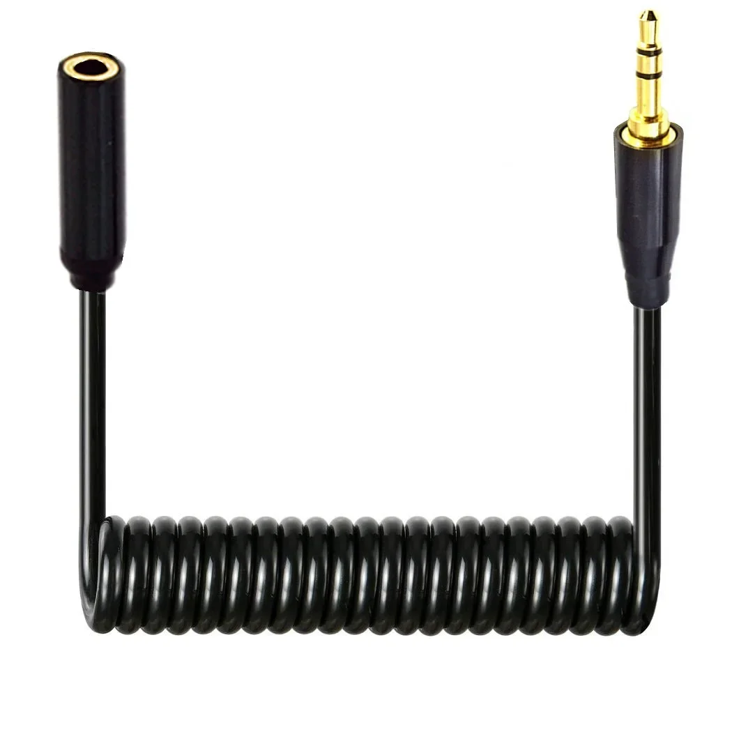Cable de resorte auxiliar estéreo de audio con conector M/M macho a macho de 3,5 mm de 3 pies, 1 m para iPod MP3