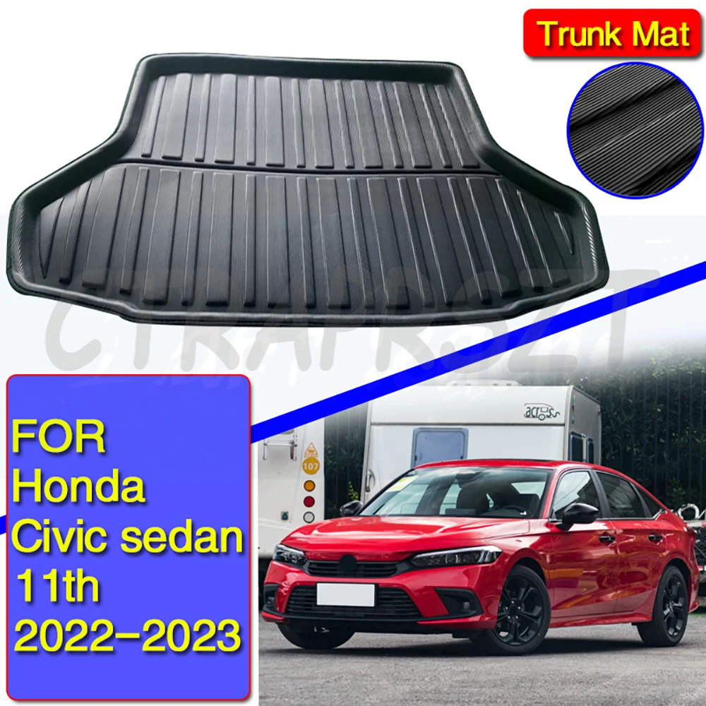 Tailored Fit For Honda Civic 4-door sedan 11th gen 2022 2023 Car Rear Trunk Boot Liner Cargo Mat Floor Tray Carpet Accessories