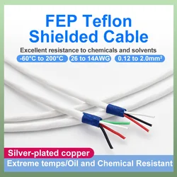 Teflon FEP Shield Cable Silvered Copper 2 3 4 5 6 7 8Core 26 25 24 22 20 18 17 14AWG Oil Fire Chemical Resistant High Temps Wire