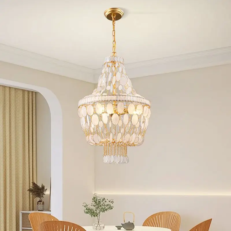 

French Shell Chandelier for Living Room Bedroom Princess Room Kids Room Warm Light