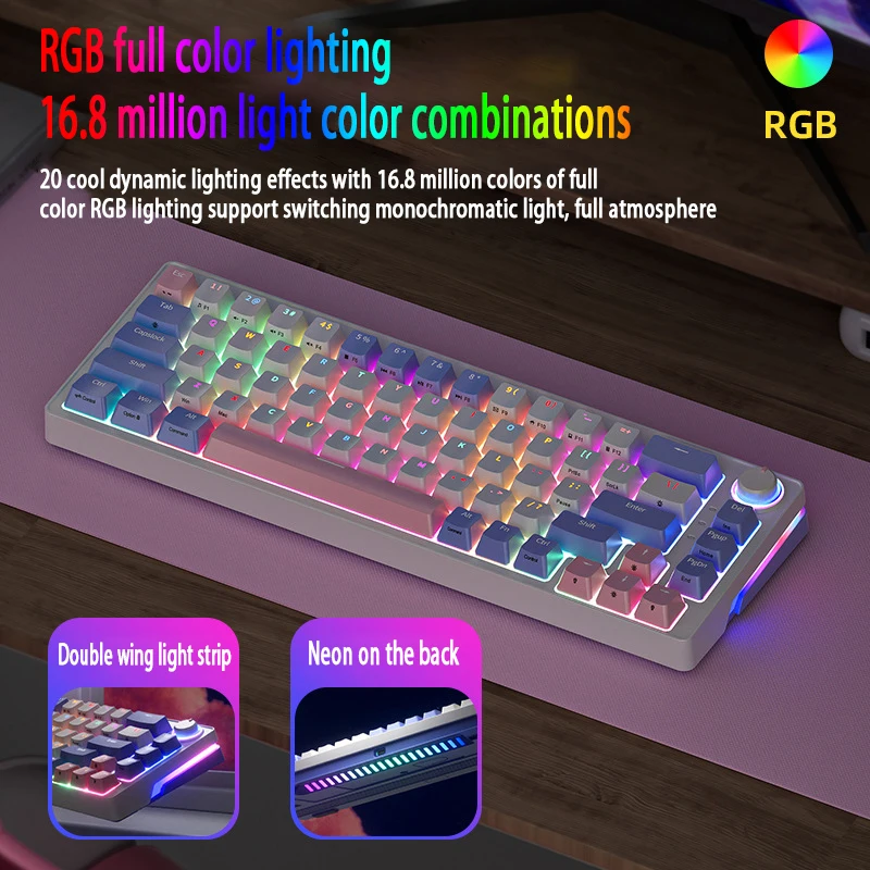 

ZA68 Russian Knob Hyacinthus Orientalis 65% Wired Mechanical Keyboard Hot Swap RGB Backlight PC Gamers Portable