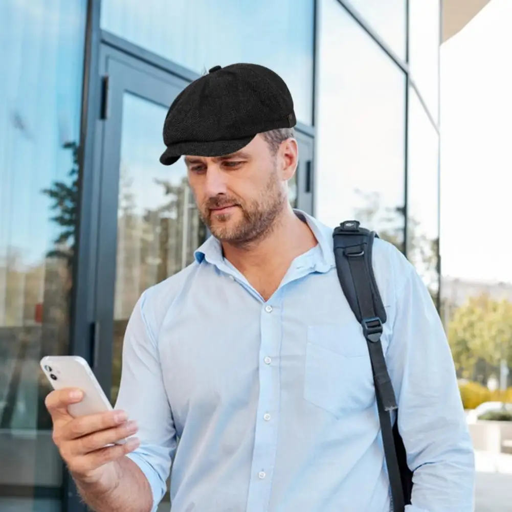 Men Newsboy Hat Spring Autumn Retro Beret Hat Octagonal Cap English Style Street Cap Painter Hat for Hiking Traveling Shopping