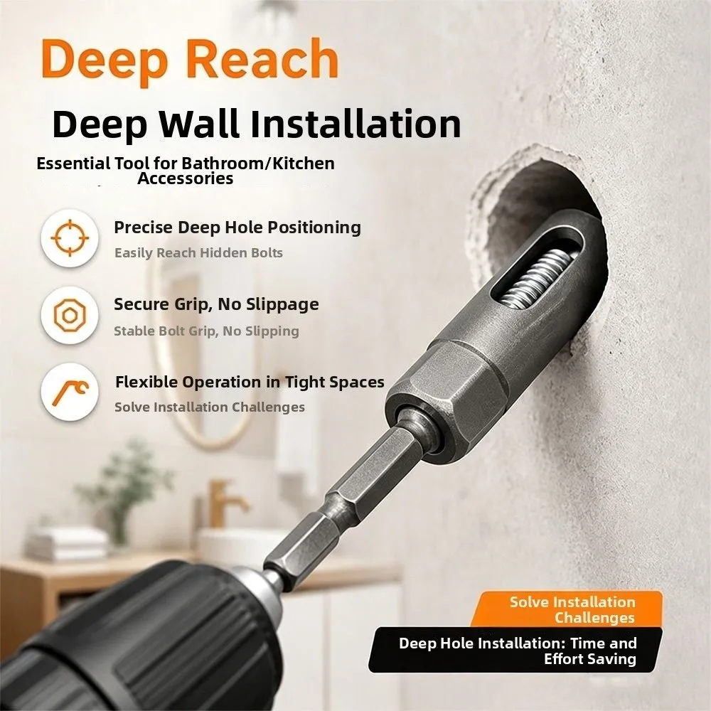 High Carbon Steel Open End Extended Reach Impact Resistant Hex Adapter Sandblasted Finish Open Side Structure Deep Adapter