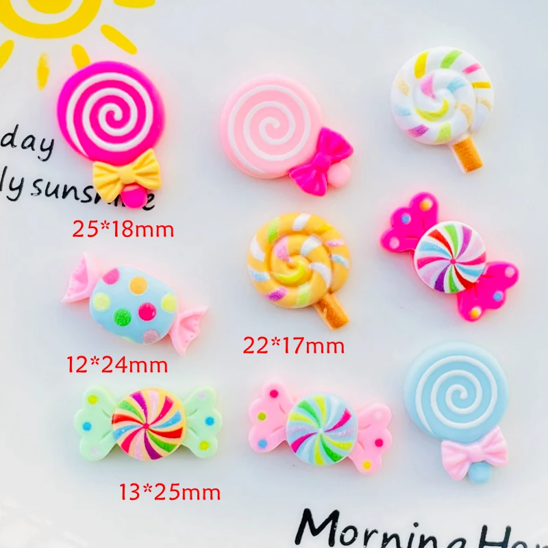 20 Pcs New Cute Kawaii Cartoon Candy Lollipop Resin Cabochon Scrapbooking DIY Jewelry Earwear Craft Decoration Accessories