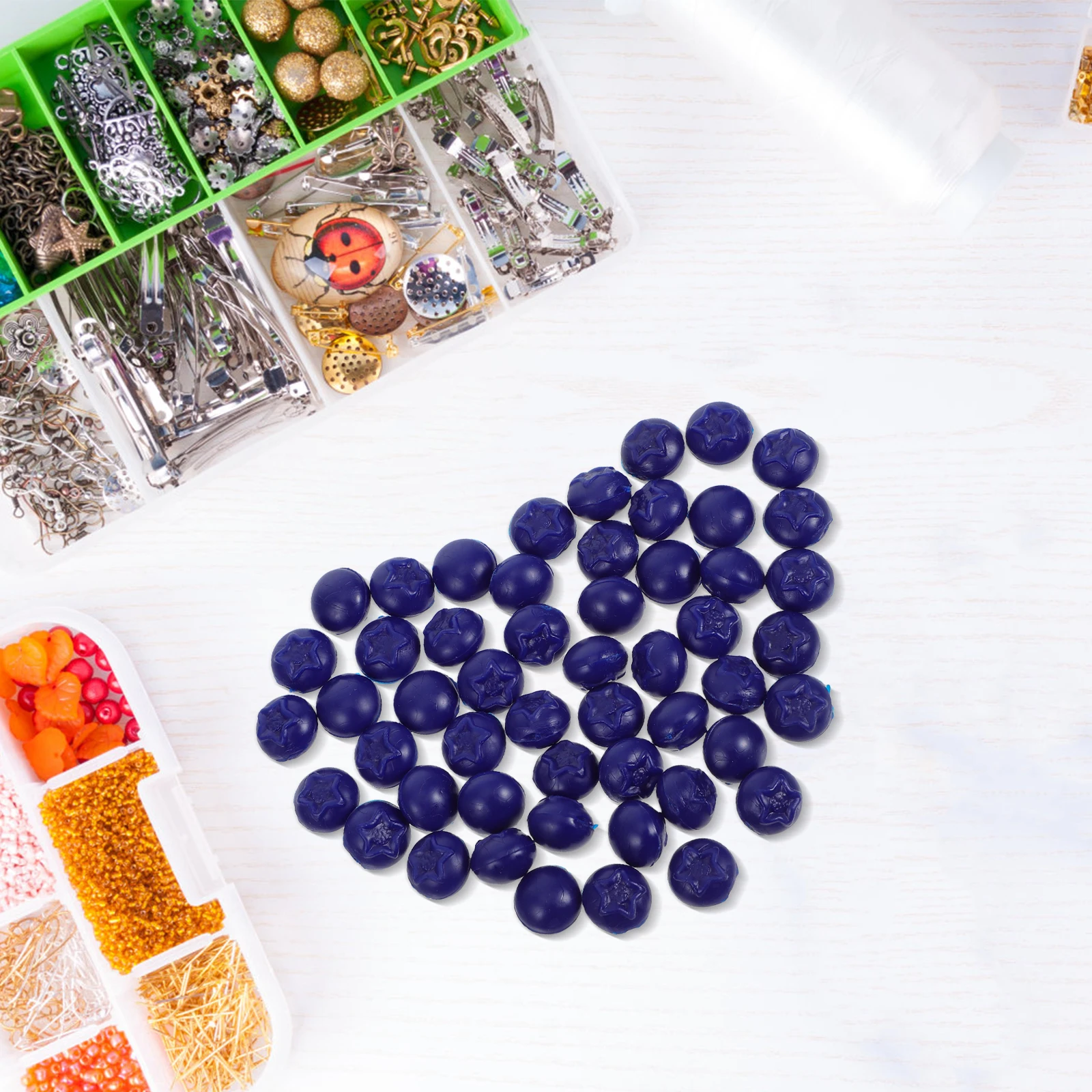 

50 Pcs Lifelike Simulated Resin Blueberry Blueberries Prop Decoration Artificial