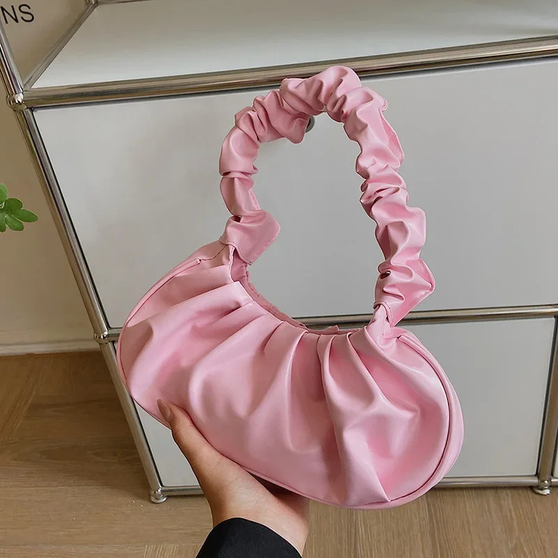 

Fashion Pleated Handlebags for Women PU Cloud Bags Leisure Armpit Bag Shopping Shoulder Bags Dumpling Handbag Female Hand Bags
