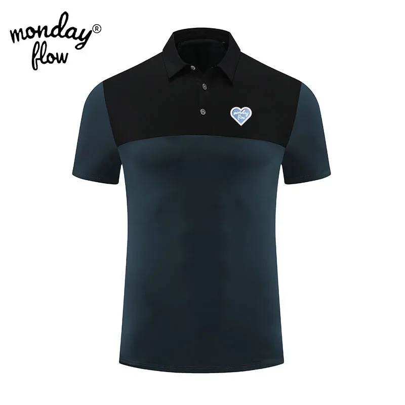 

Monday Flow Men's Best-selling Polo Shirt 2024 Summer Button Men's Polo Shirt Solid Color T-shirt Brand Short Sleeved Golf Shirt