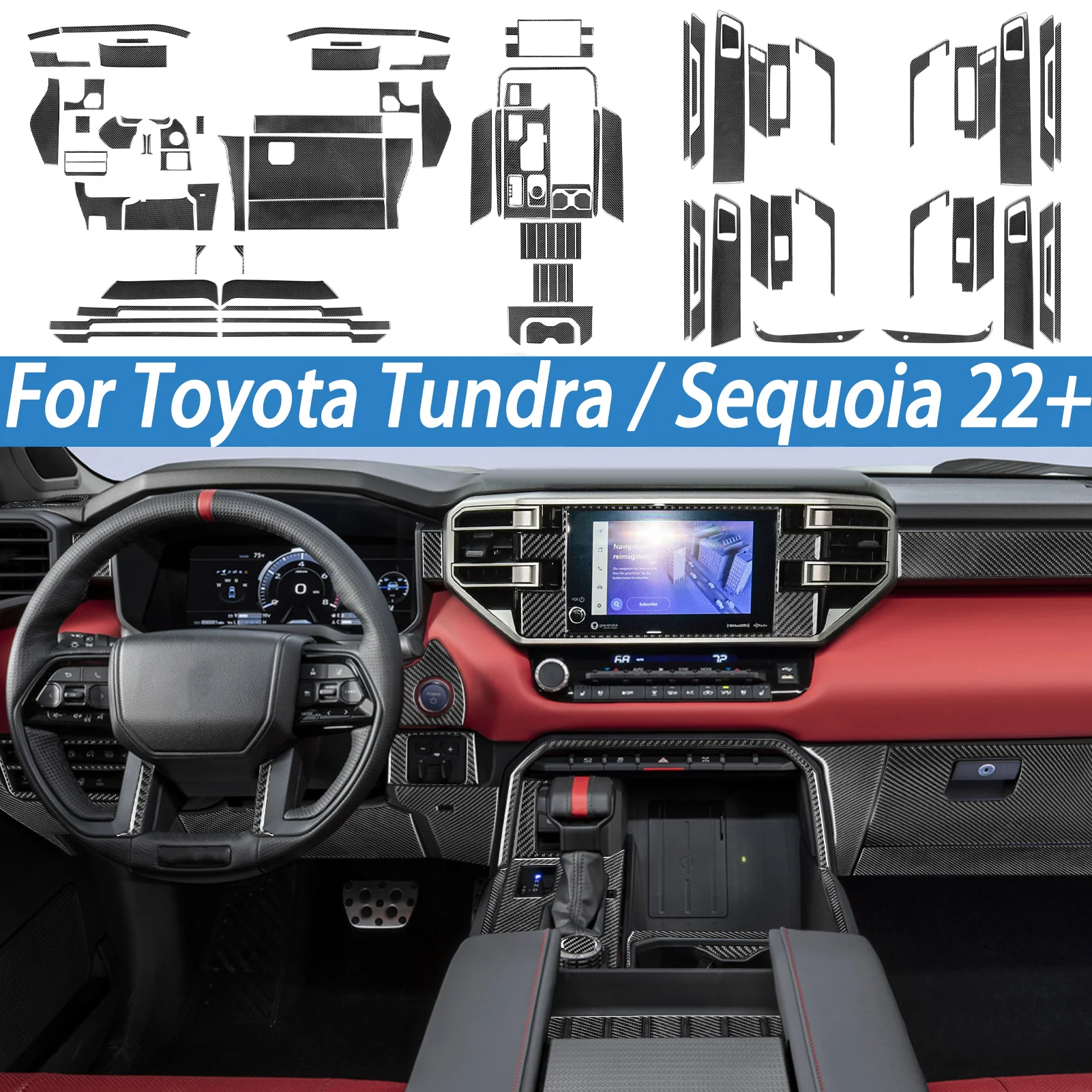 Center Console Gear Shift Outer Frame Copilot Dashboard Panel Car Interior Accessories Sticker For Toyota Tundra Sequoia 2022+