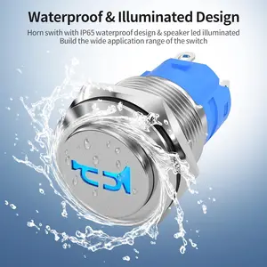 Daiertek-Momentary-Knopf-Unterbrechung, LED-Lautsprecher, Edelstahl, Marine Automotive Metall Switch, 12 V, 16mm 8 Hauptverkäufe Edelstahl Botao 12V - №7