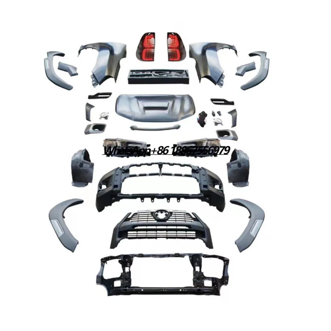 

Car Body Kit for Hilux 2012 to 2020 ROCCO Style Front Rear Car Bumper With Grille Headlights Taillights Fenders Bodykit