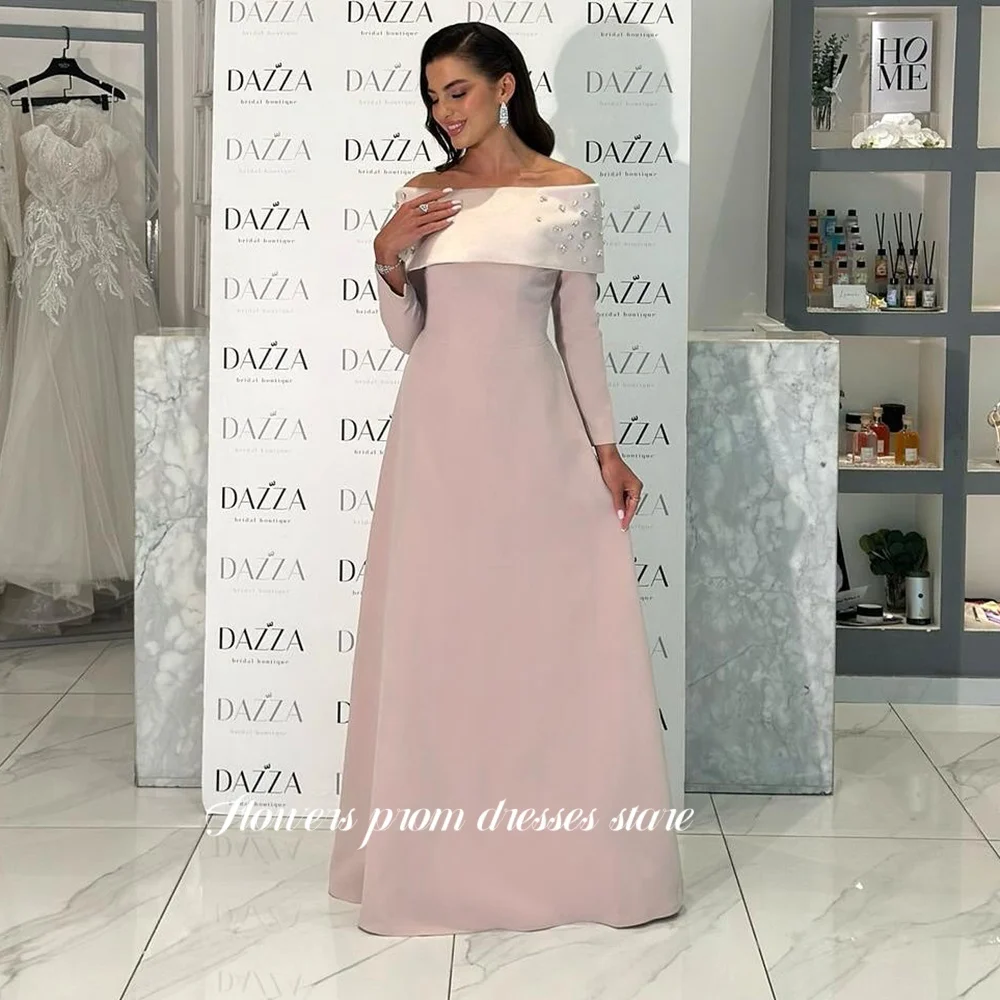 

Flowers Party Dress Long Sleeve Evening Dress Crystal Stones Luxury Celebrity Dress for Arbic Women vestidos de novia Customized