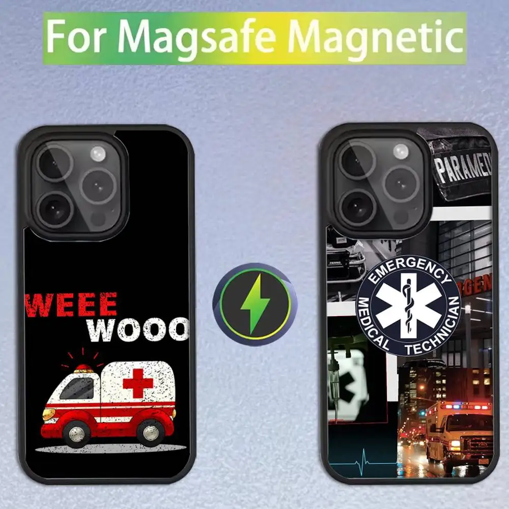 

Чехол для телефона с медицинской тележкой скорой помощи EMT EMS для iPhone 16,15,14,13,12,11, Pro, Max, Plus, Mini, SE Magsafe с магнитной беспроводной зарядкой