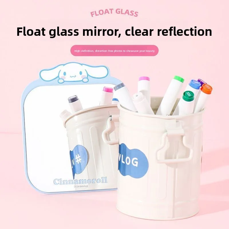 Kawaii Sanrio Cinnamoroll folding mirror, metal desktop makeup mirror, dormitory essentials portable compact dresser new style view 3