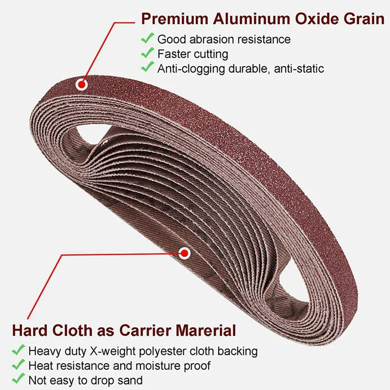 GTBL Schuurband 48 Pack 1/2X18 Inch Aluminiumoxide Luchtvijl Schuurmachine Band Assortiment, bandschuurmachine Tool Voor Houtbewerking