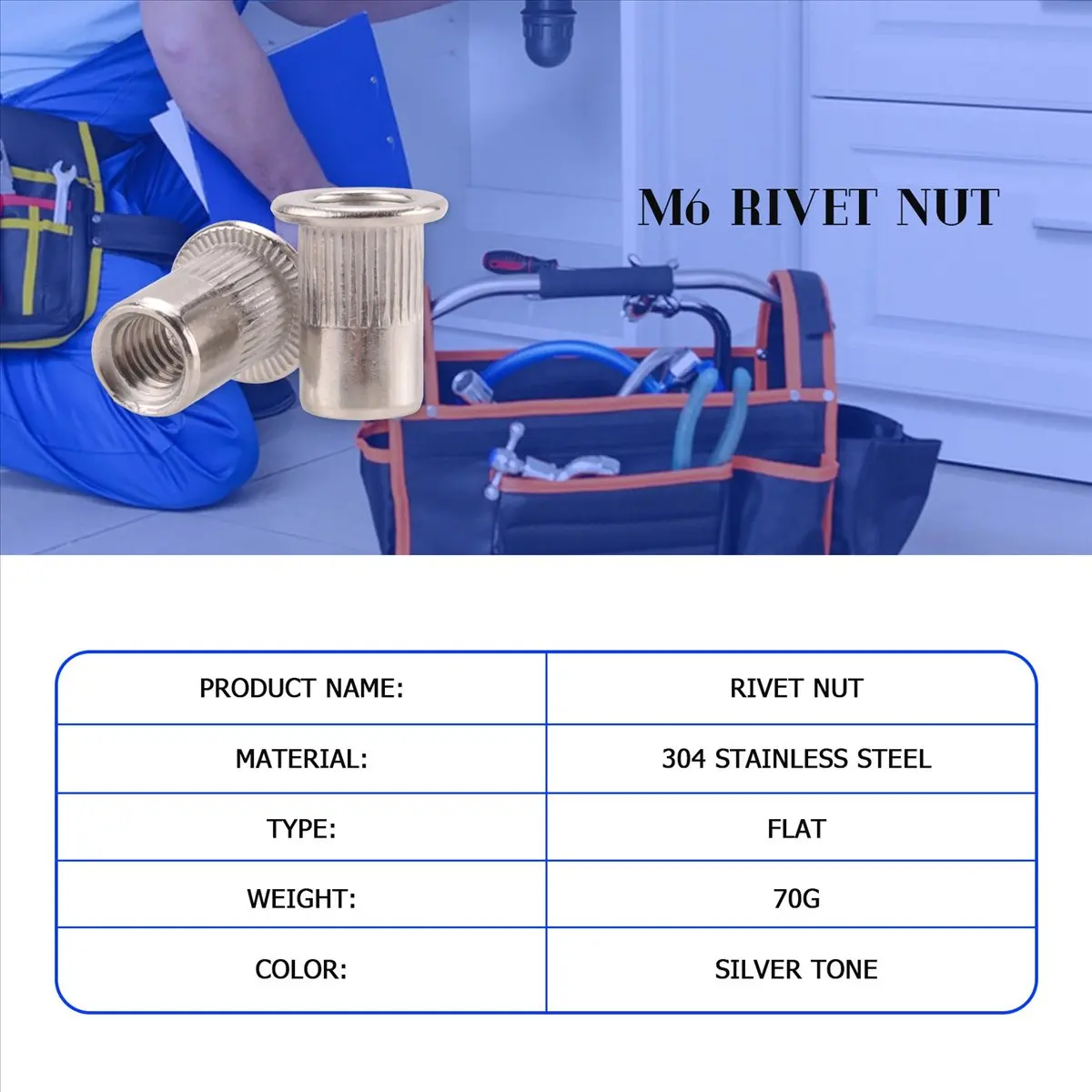 & Top 20 Pcs 304 Stainless Steel Rivet Nut Rivnut Insert Nutsert M6x15mm
