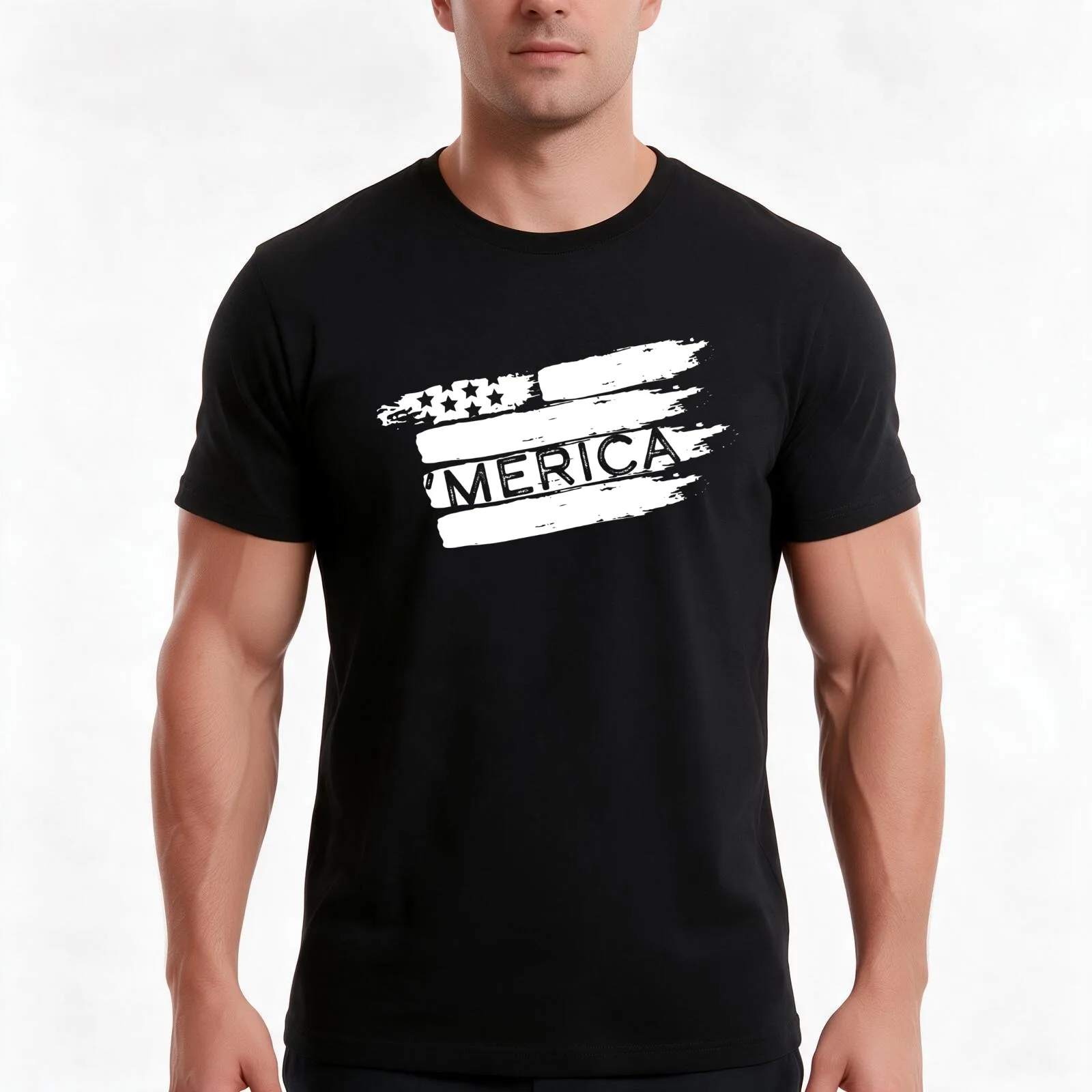 MERICA, USA Painted Flag T-Shirt, Summer Casual Cotton Tee, Oversized Streetwear Tops, Vintage Graphic Print, Unisex Men Women