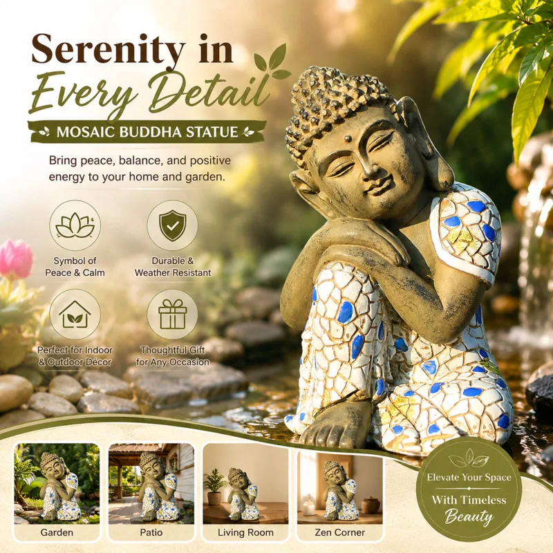 Mini Zen Buddha Statue Resin Handcrafted Waterproof Meditation Figurine For Garden Balcony Patio Yard Landscape Decor Gift New