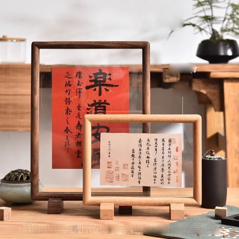 

Acrylic Photo Frame Wooden Double-sided Transparent Picture Frame Home Tabletop Photo Display Transparent Photo Frame ZF382
