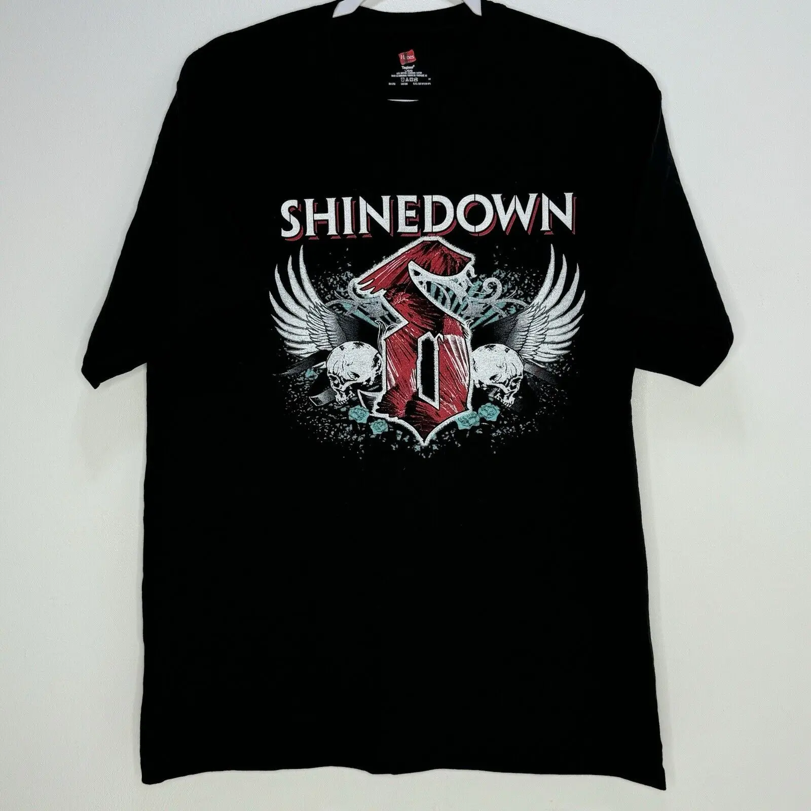 نادر ويل هوجي Shinedown Tour 2010 - 2011 أسود جرافيك تي شيرت Sz L