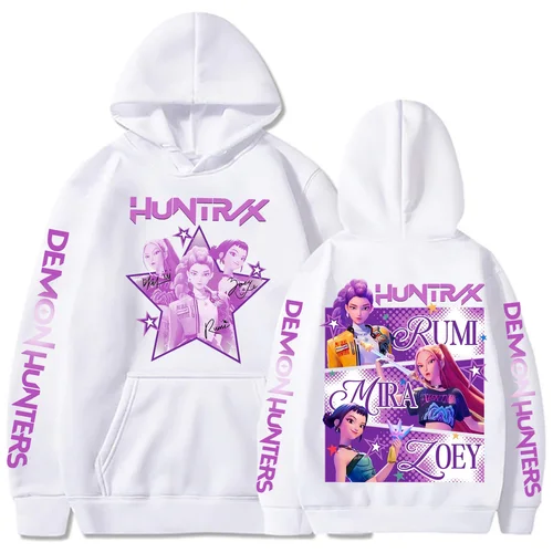 Imagen 2 del producto Harajuku Kpop Demon Hunters Sudadera con capucha gráfica Mira Rumi Zoey Huntrix estampado Sudadera con capucha hombre mujer Fans regalo sudadera Casual
