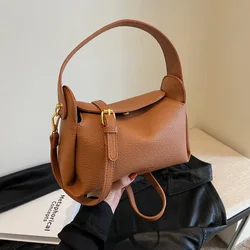 Brown Black Women's Bag Simple Design Retro Bucket Crossbody Bags Luxury Pu Leather Lady Bag Female Shoulder Handbag Sacm A Main