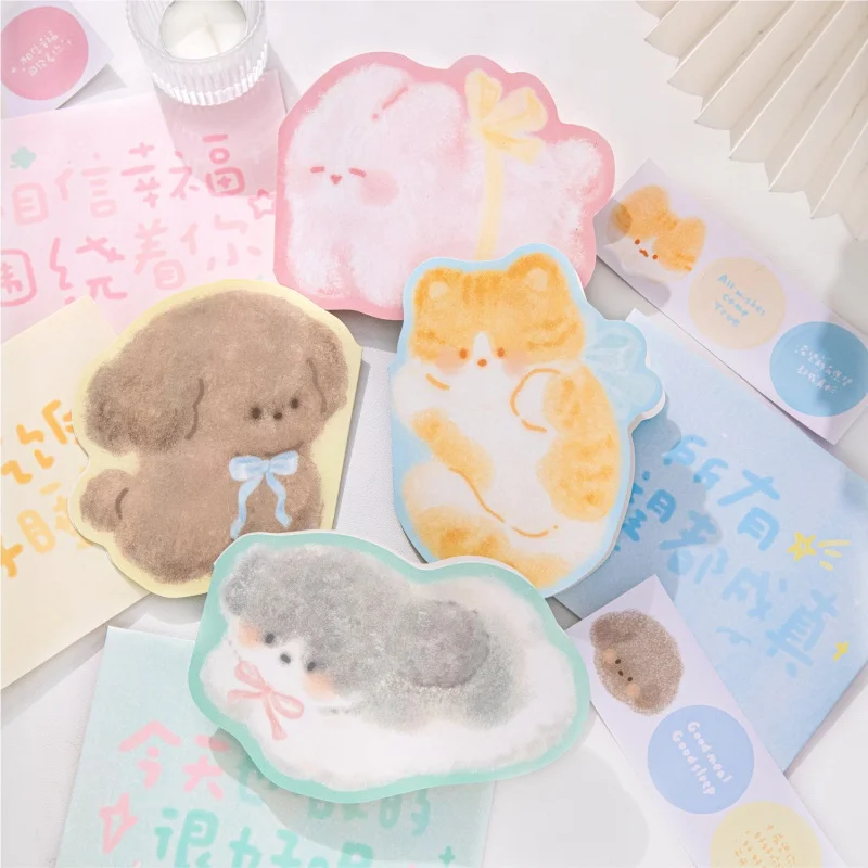 

12pcs/lot Kawaii Cat Dog Rabbit Animal Envelope Set Kawaii Festival Message Greeting Card Memo Pad School Supplies Kids Gift