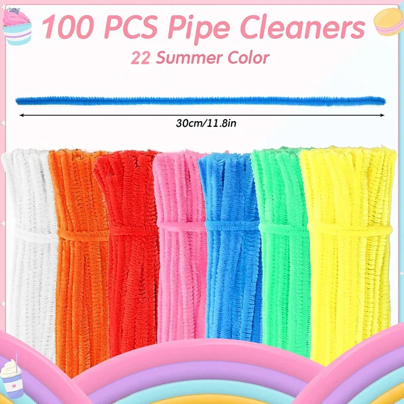 50/100Pcs Pipe Cleaners Bulk,22 Color Chenille Stems Craft Supplies for Kids Crafts Projects and Christmas Decorations,30cm